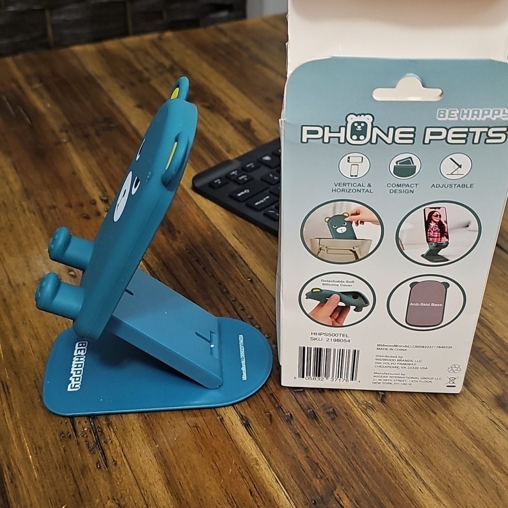 Phone Pets Bear Stand - Teal - Picture 3 of 3